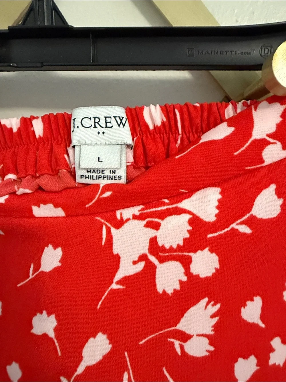 J. Crew Red and White Floral High-Low Midi Skirt size large
